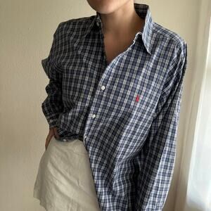 Ralph Lauren Blaire Blue Plaid Button Down collegiate preppy coastal vacation